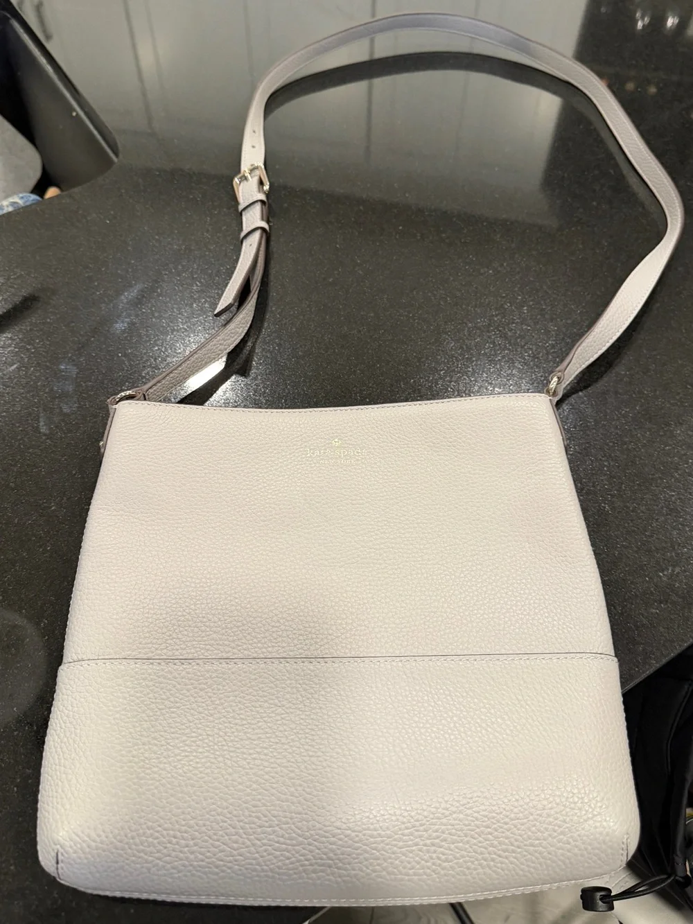 kate spade Pebbled Leather Crossbody in Light Gray - Picture 1 of 4